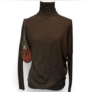 Vince  silk & cashmere chocolate brown loose fit turtleneck 🤎 Y2K